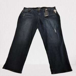 NWT Democracy Ab"solution® Distressed Blue Girlfriend Jeans – Plus Size 24W